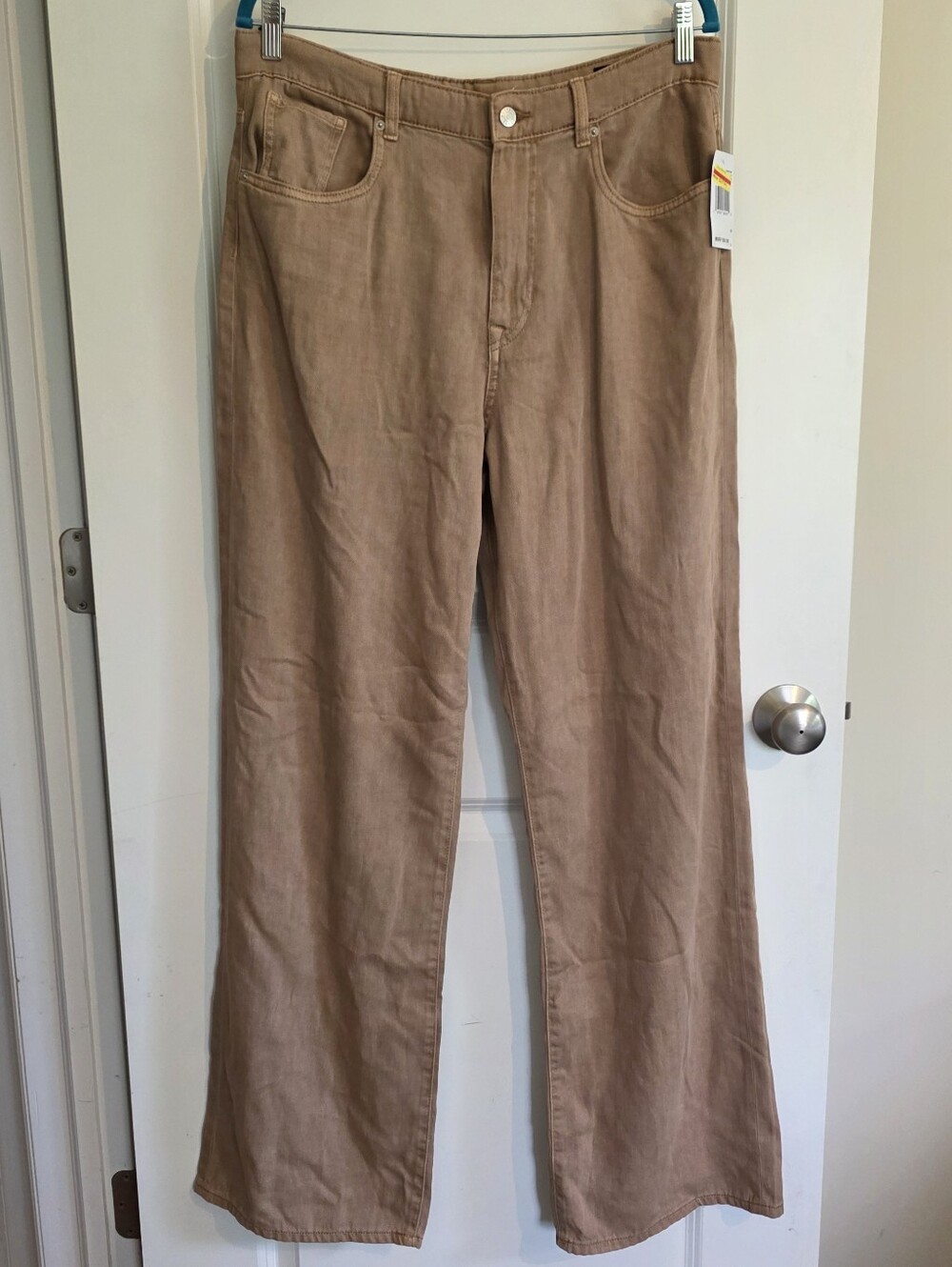 Buffalo David Bitton Tencel Cotton Wide-Leg Jeans in Khaki Tan